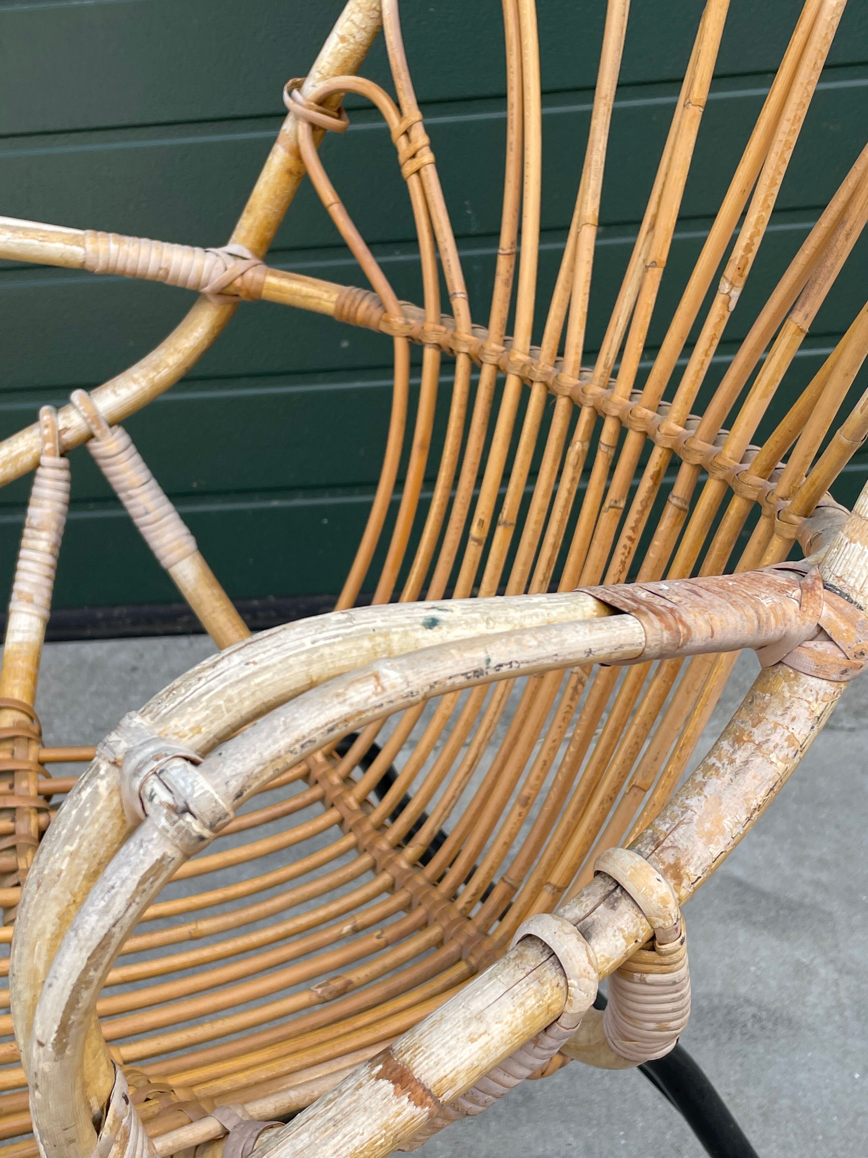 Rattan chair by Dirk van Sliedregt Rohe Noordwolde 1960 in the Netherlands