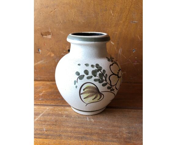 Old ceramic vase Scheurich Keramik beige décor flowers germany vintage |  Selency