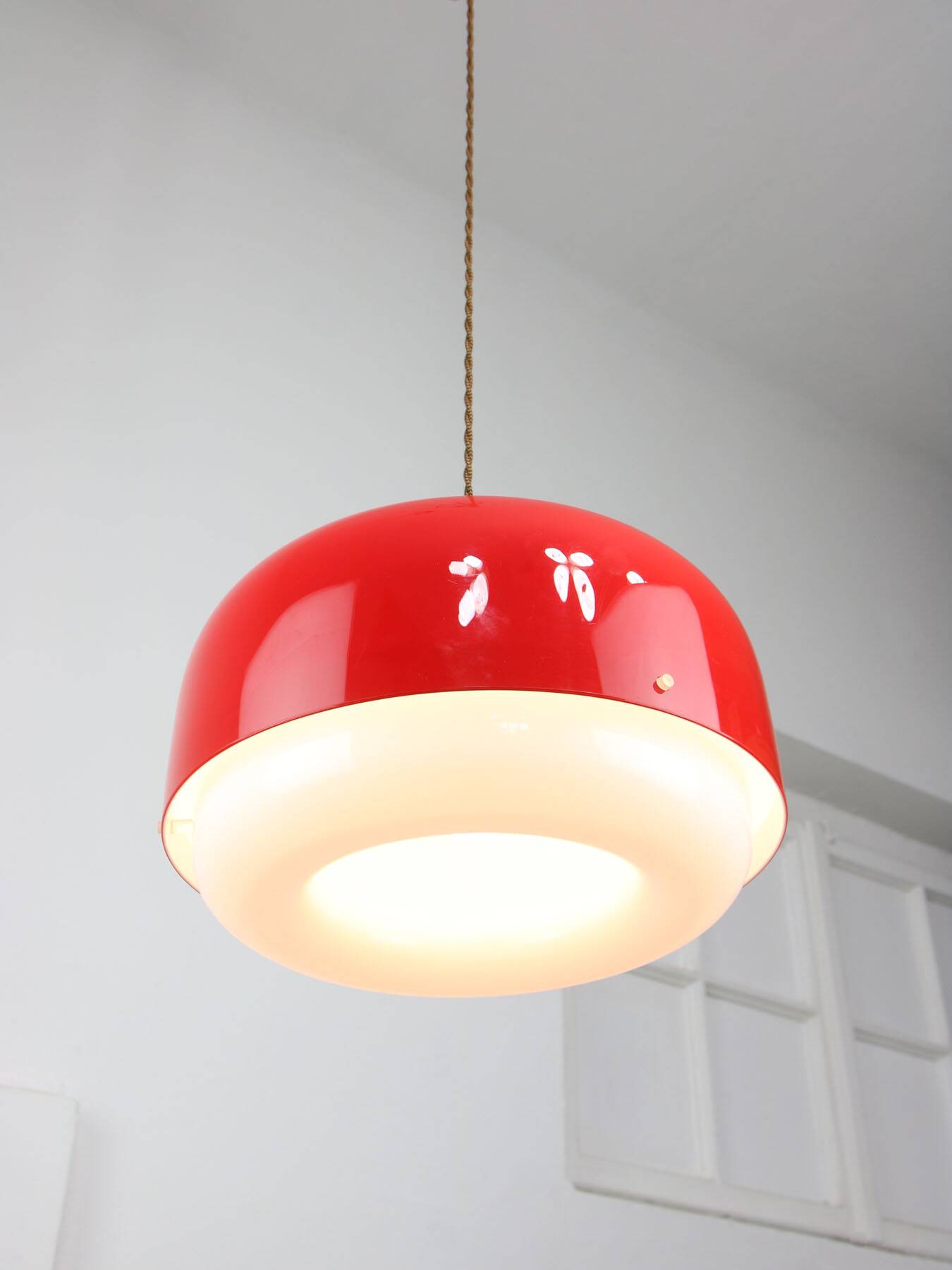 Space-age Red Medusa Pendant Lamp by Luigi Massoni for Guzzini, 1970s