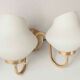 Pair of 60s brass and opaline sconces
