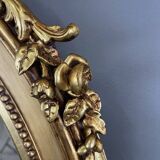 Miroir ovale en bois doré Napoléon III