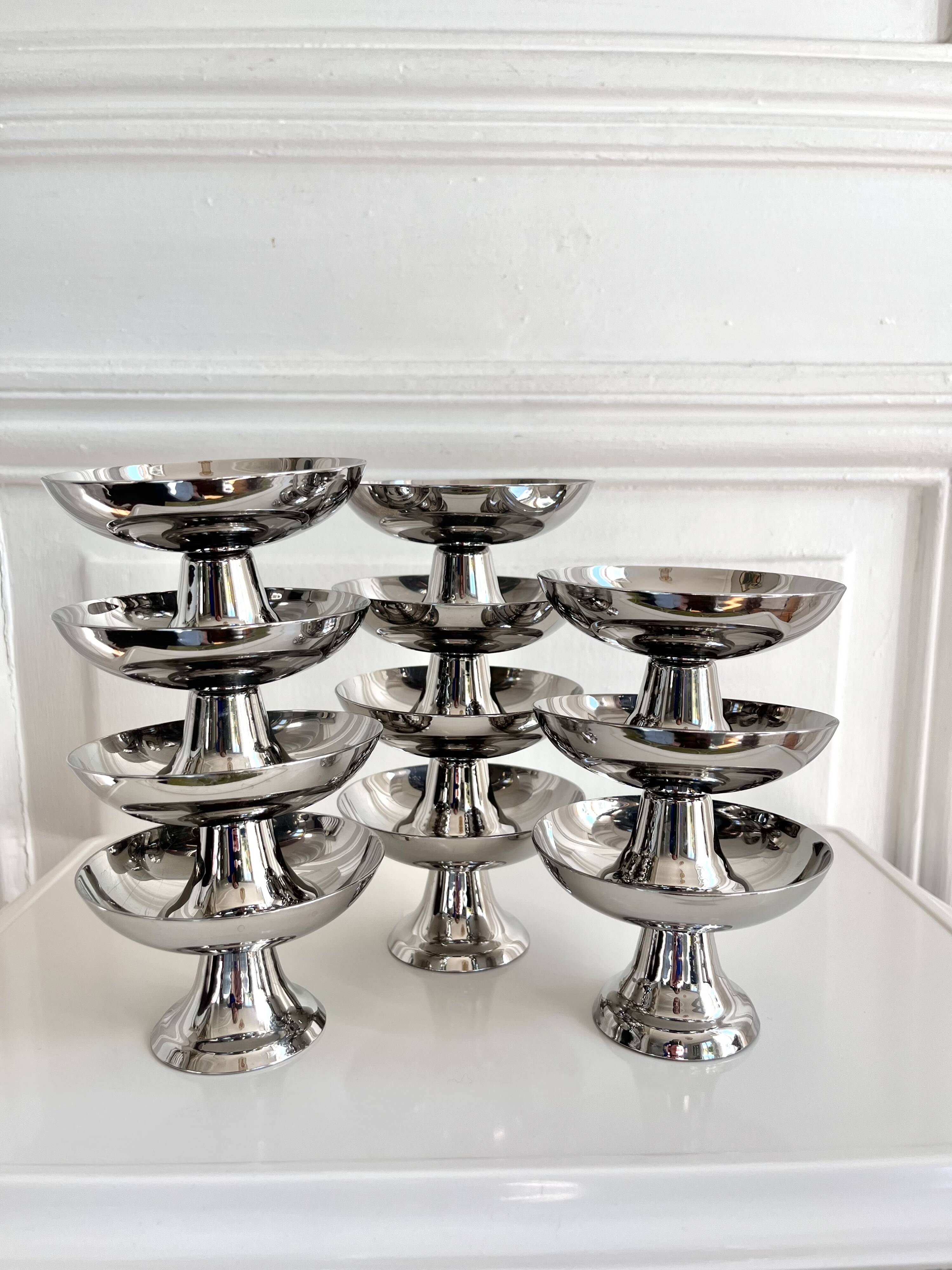 10 vintage stainless steel cups