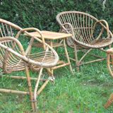 Paire de fauteuils en rotin vintage