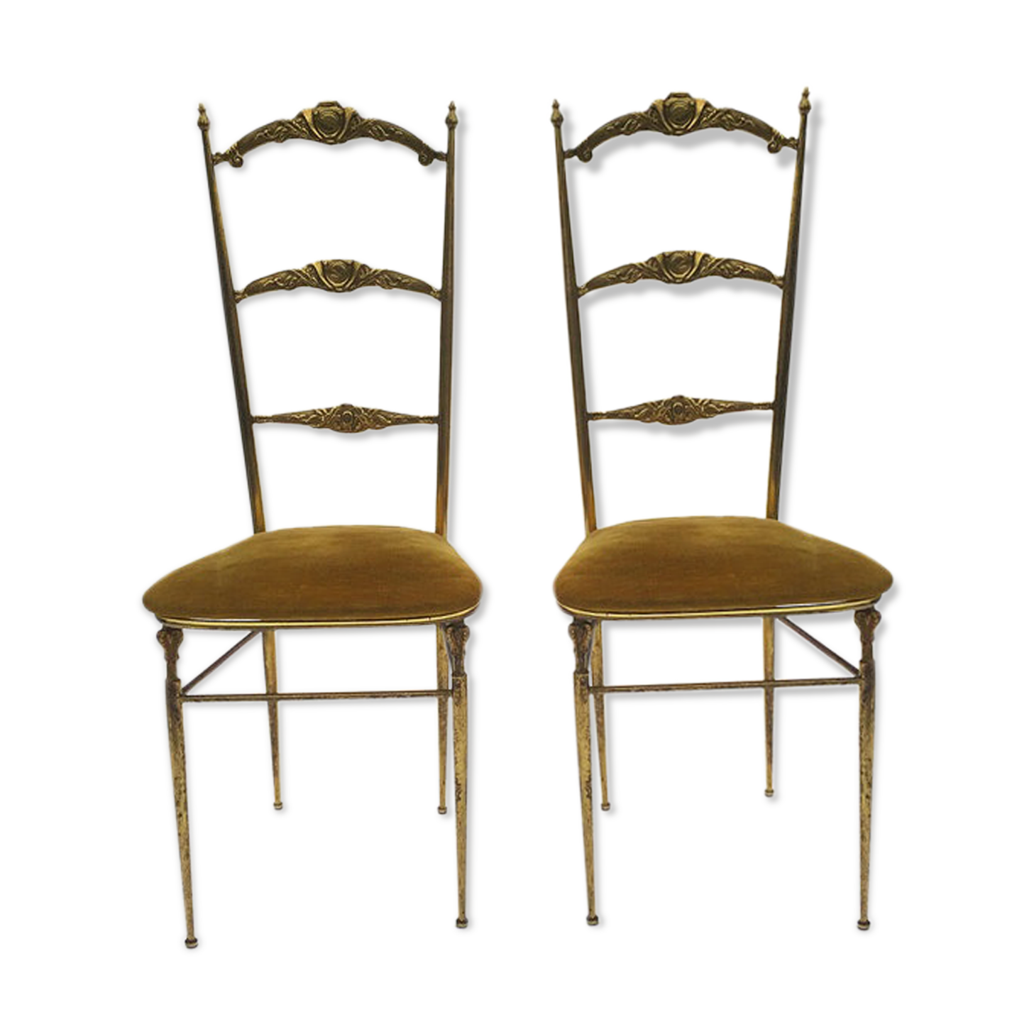 Paire de chaises en laiton, style Chiavari