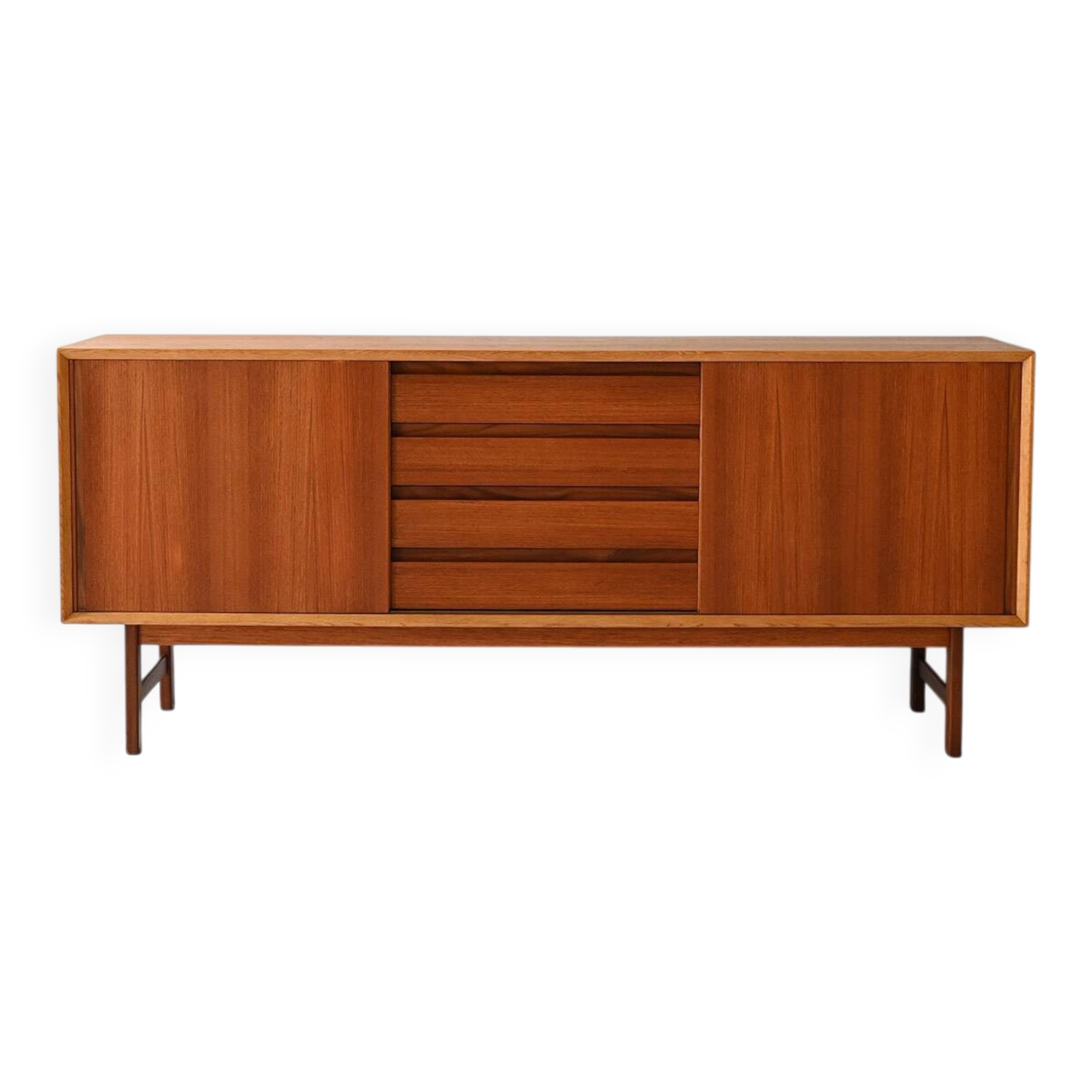 Vintage Scandinavian teak sideboard with metal-lined drawers