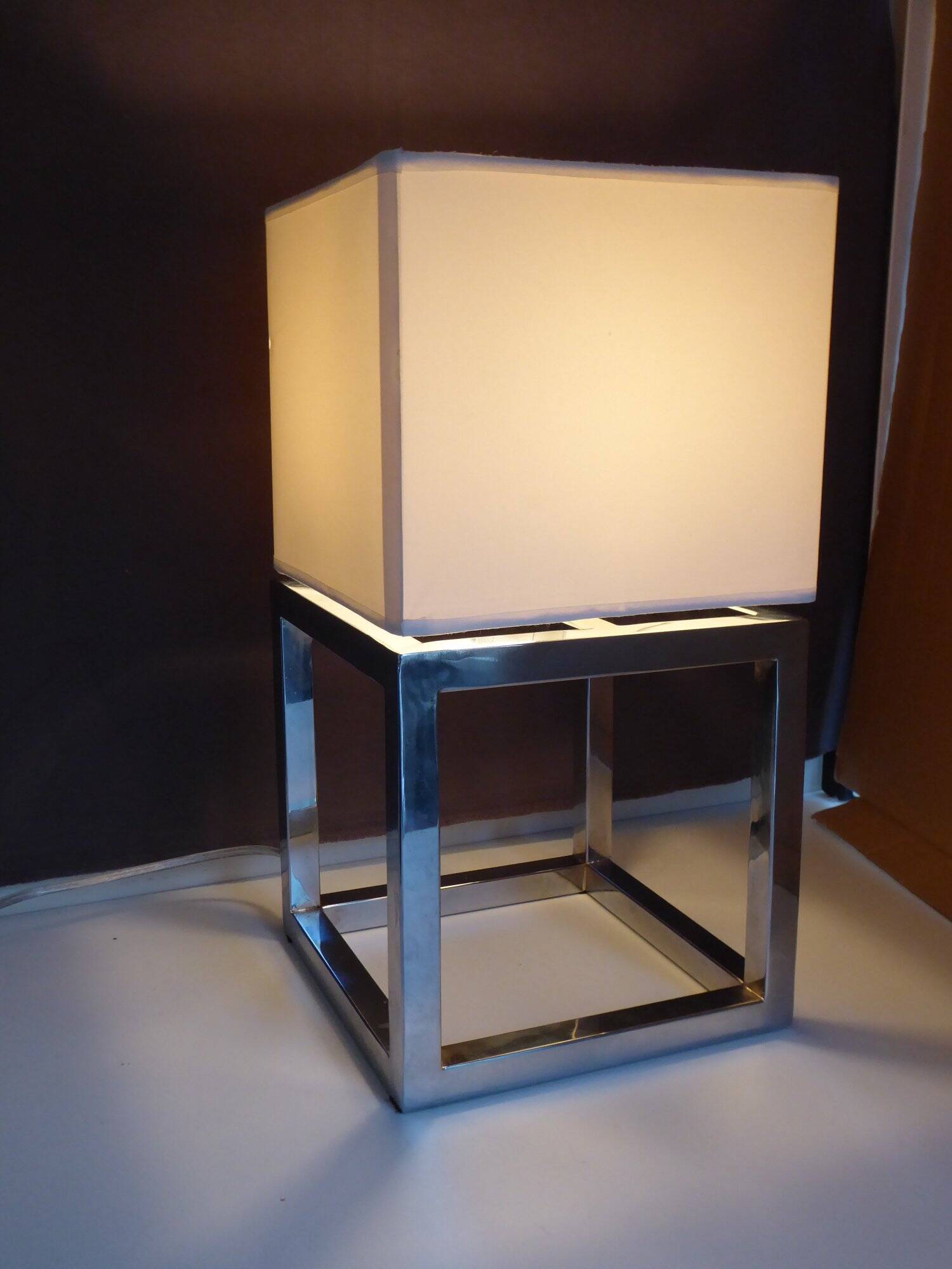 Vintage modernist lamp chrome steel 1970's