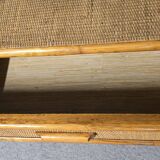 Buffet - Chest of drawers in woven rattan and vintage natural bamboo