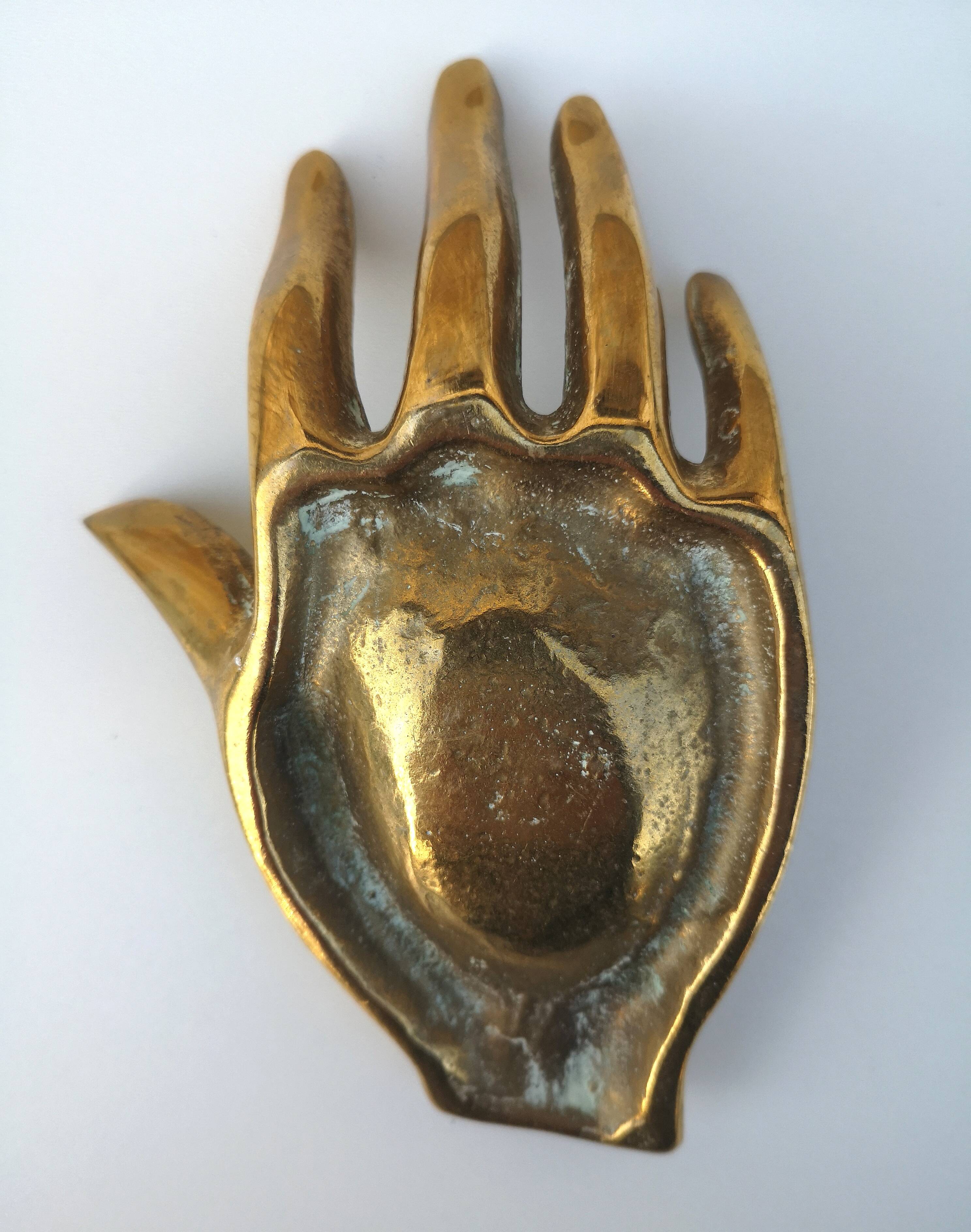 Hand, vintage ashtray, bronze
