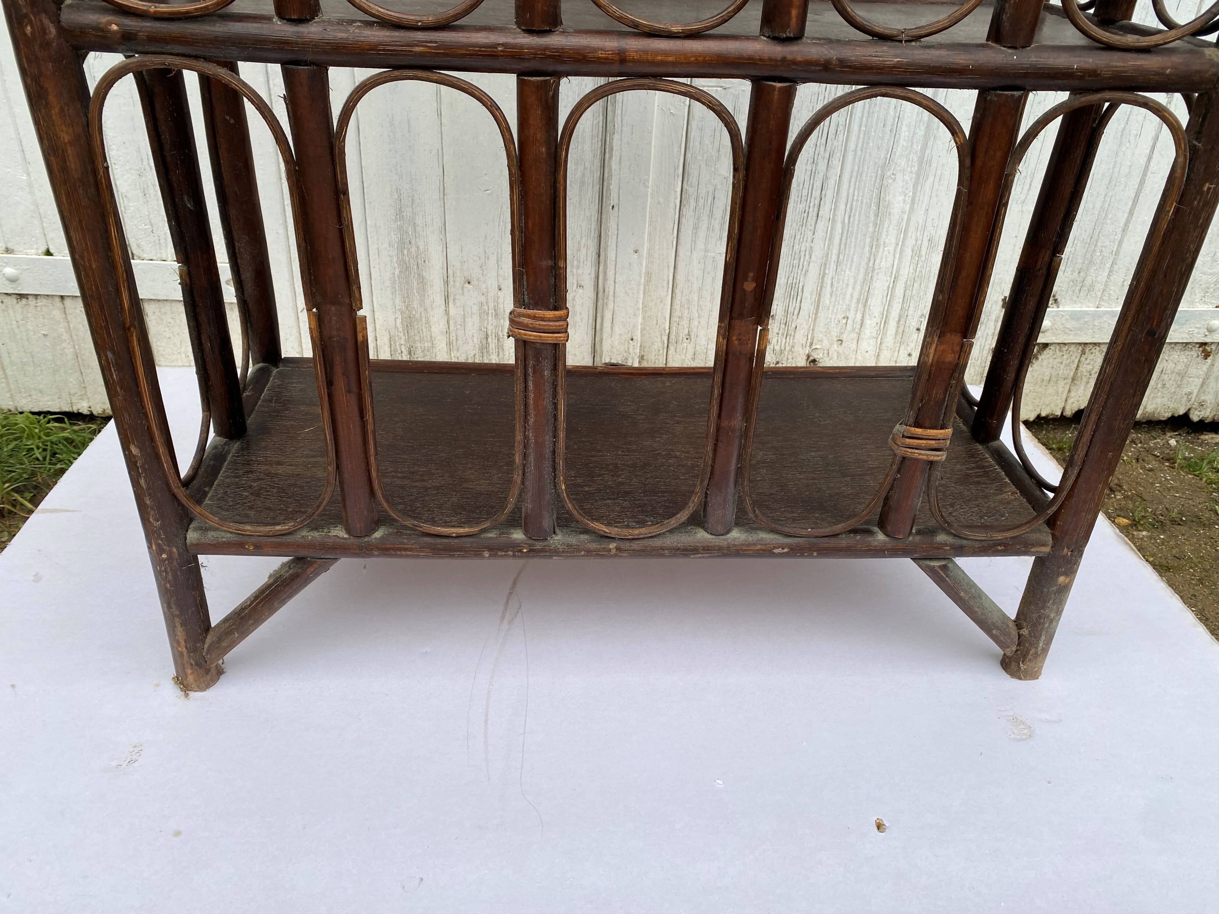 Vintage rattan bookcase shelf from the 70s
