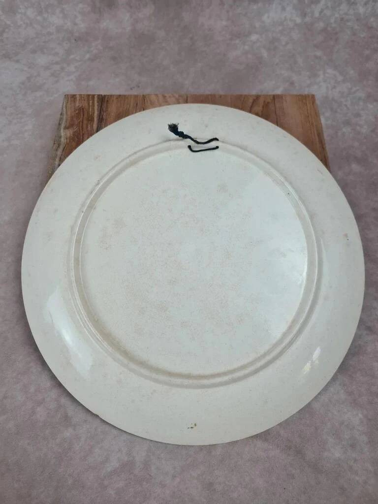 Old advertising plate with blue decoration after Teniers – 100,000 Shirts Paris