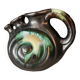 Ceramic with 3 Thulin spouts, black enamel, typical decoration in blue-green glaze, signed .20cmX16CM.