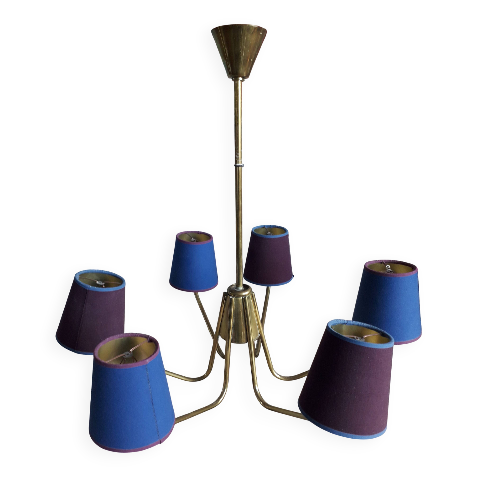 Vintage Scandinavian luminaire with 6 branches