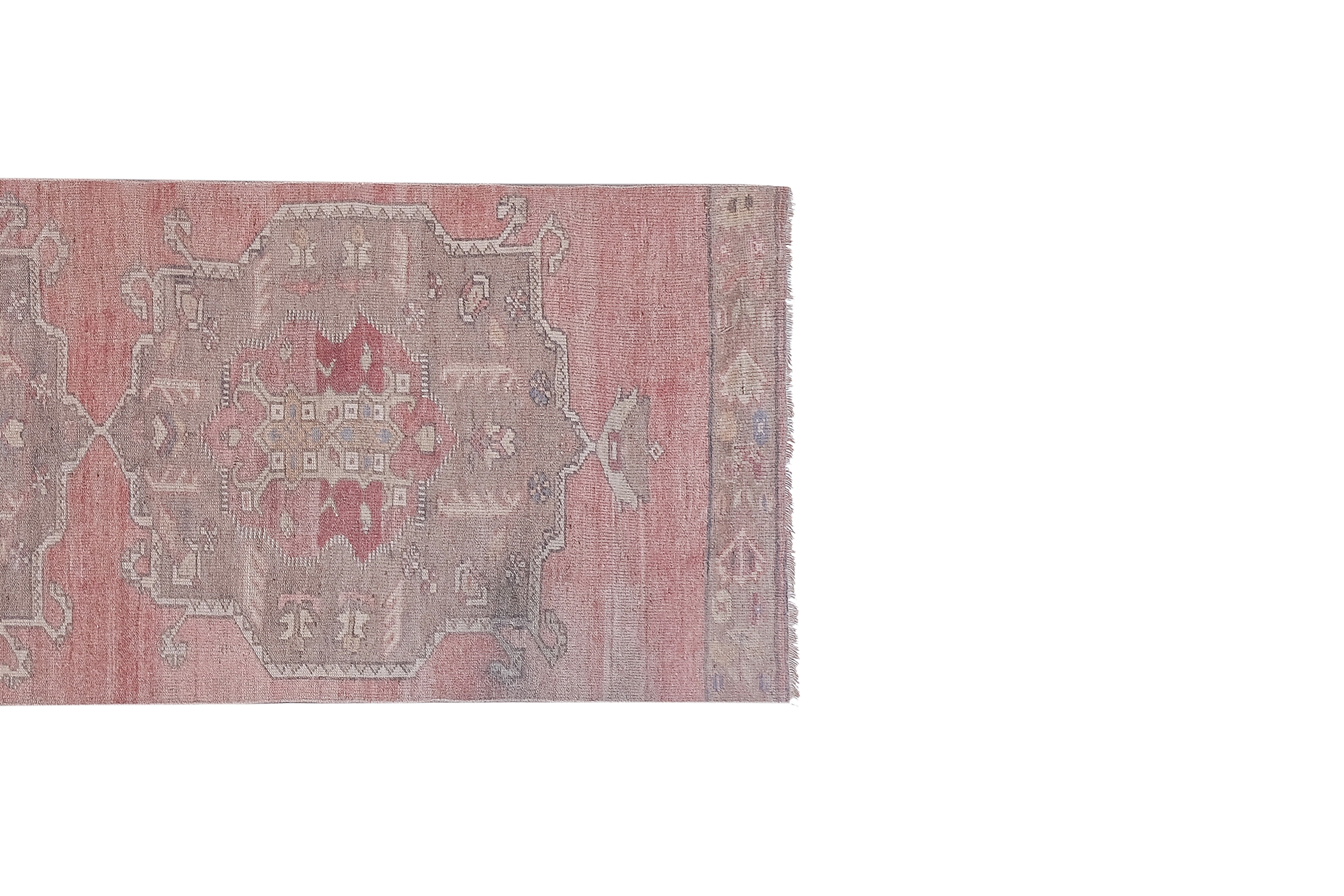 Vintage Turkish rug from Oushak, hand-woven 100x353 cm