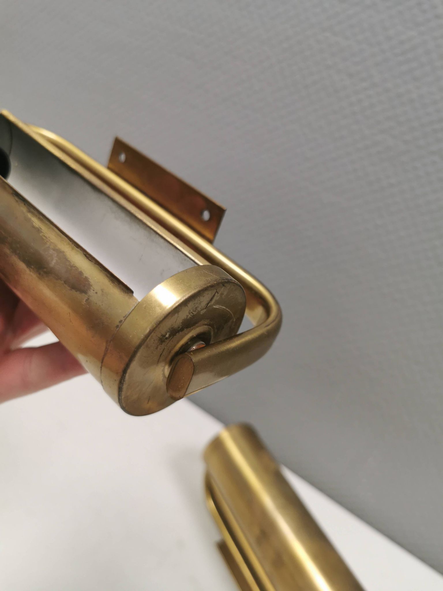 Brass wall lamps with adjustable shades, 1950-60s Denmark