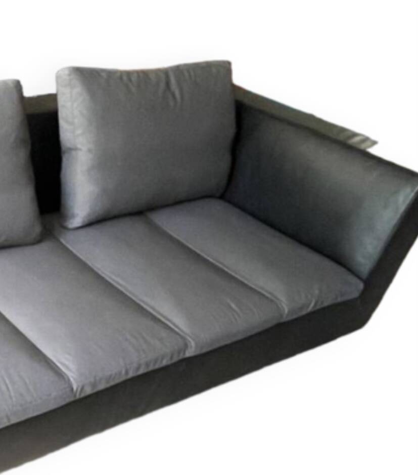 “Feng” gray leather sofa by Didier Gomez for Ligne roset