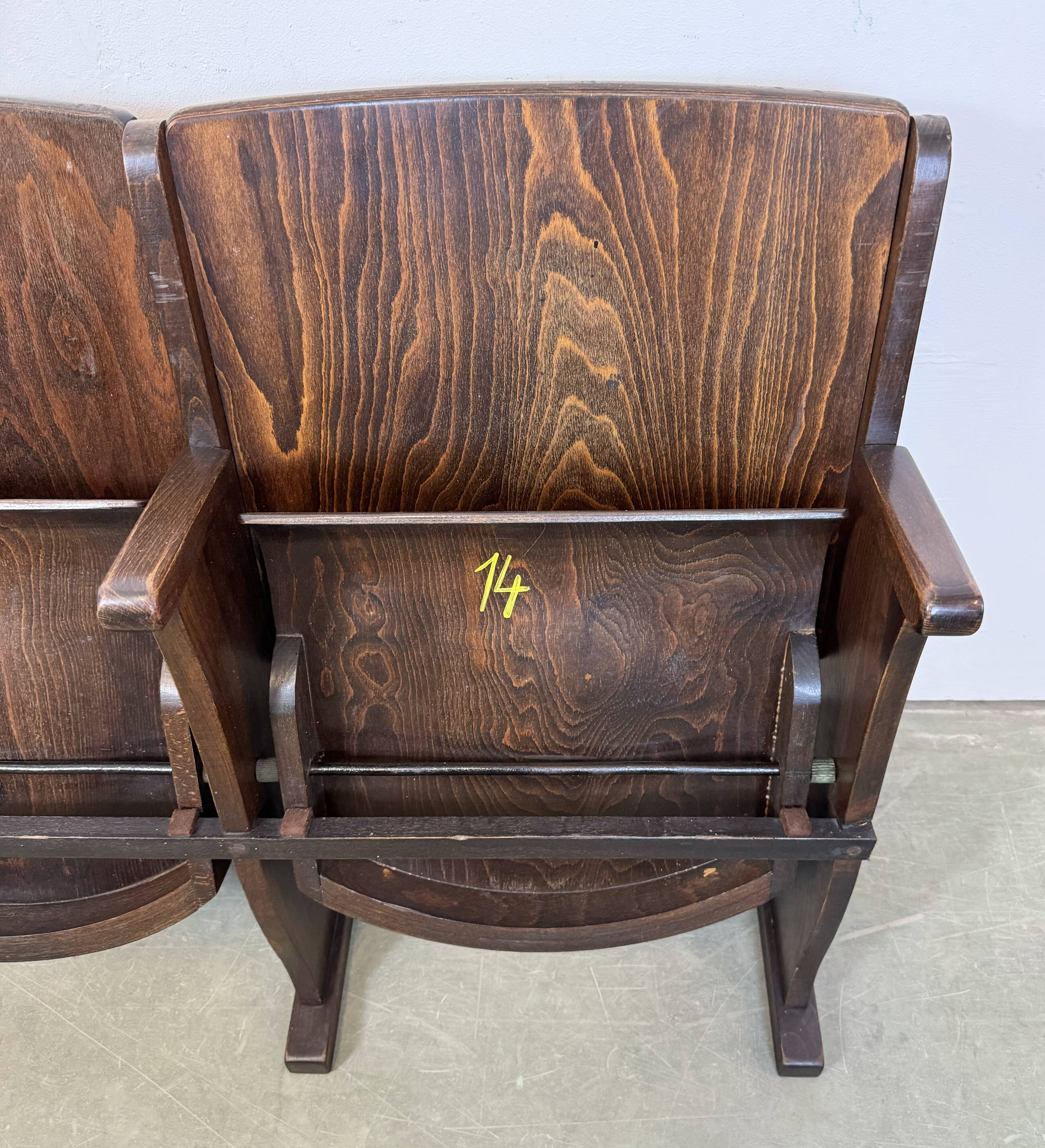 Vintage Two-Seat Cinema Bench from TON, 1960s