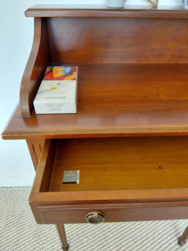Petit bureau/console vintage en bois-style Louis XVI-1 tiroir