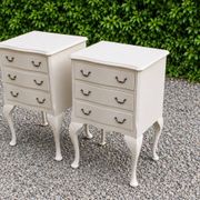 Pair of renovated antique bedside tables – Ivory from Orfèvres Libéron – 3 drawers