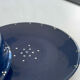 Vintage artisanal blue night ceramic butter dish in Alsatian style.