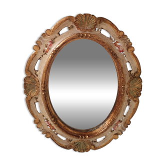 19th century painted wooden mercury mirror