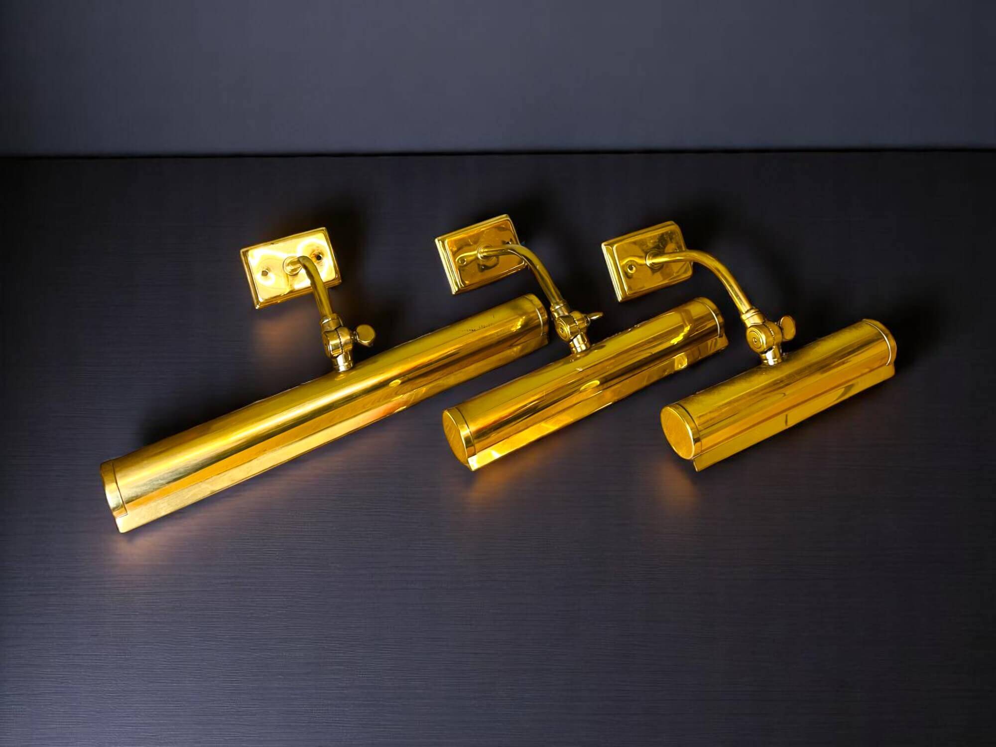 Lot of 3 djustable brass wall picture light up