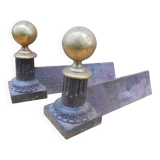 Pair of Napoleon III Cast Iron and Brass Andirons