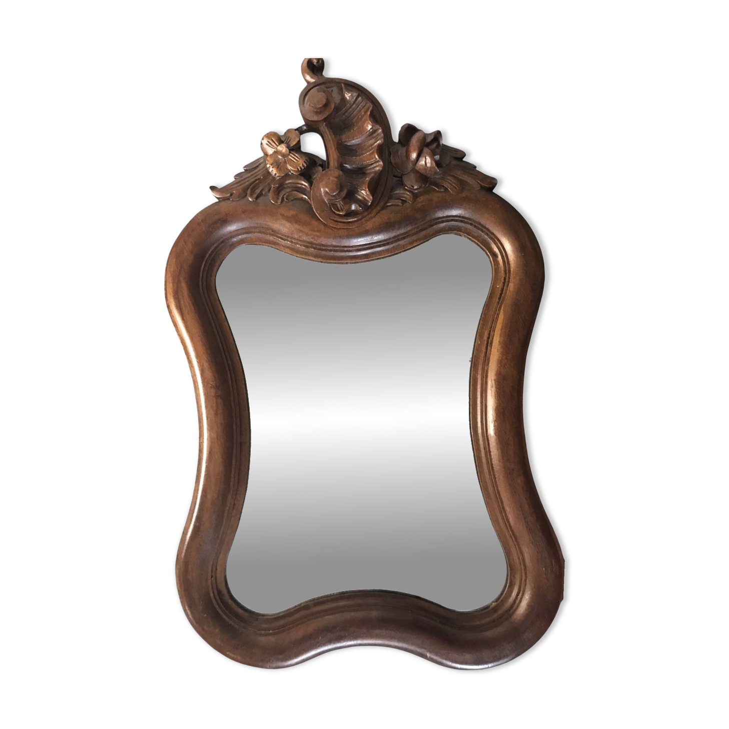 Antique Louis XV style wooden scalloped mirror