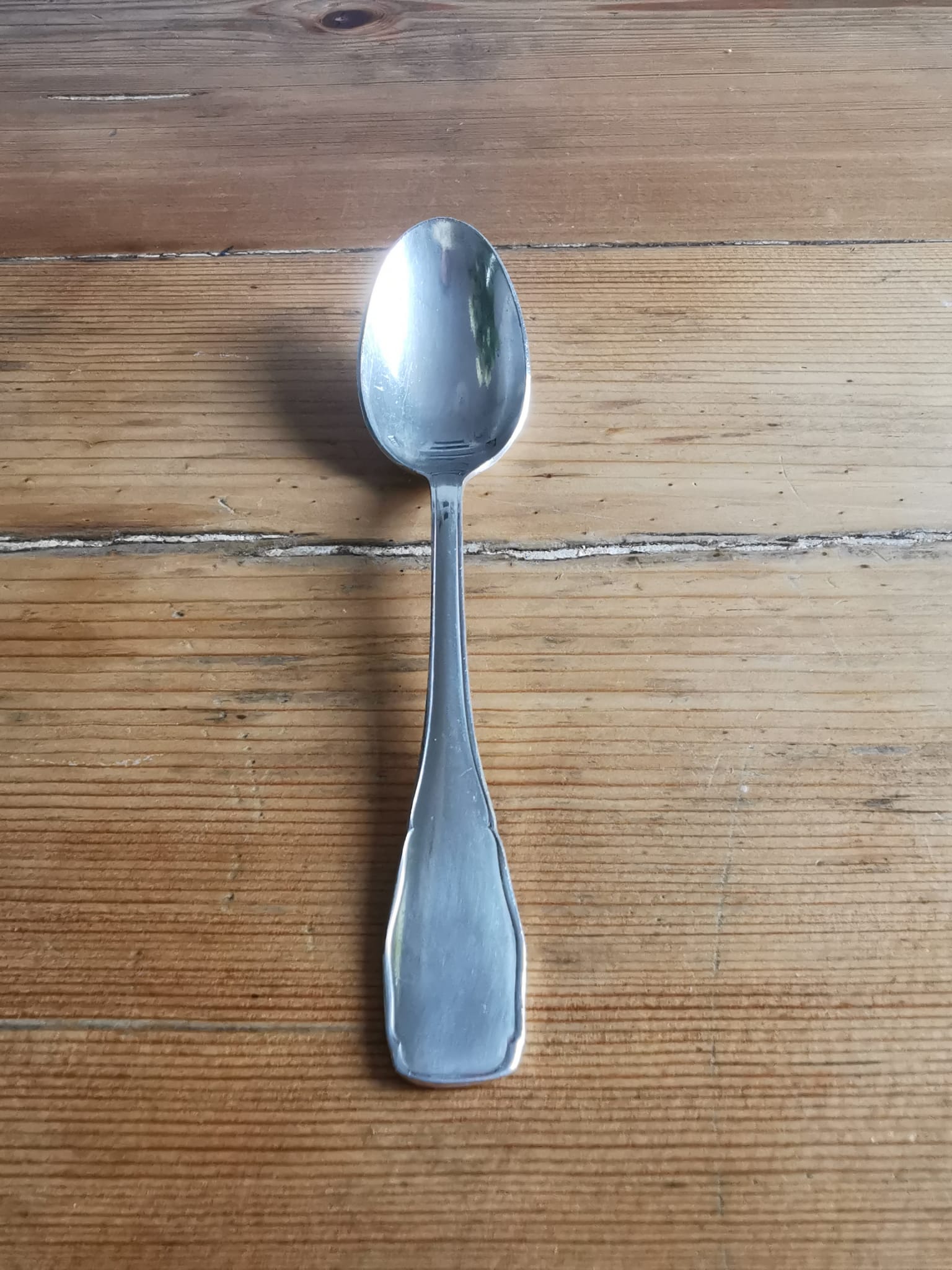 Set of 10 small silver metal spoons