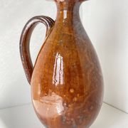 Jug, pitcher or carafe, white earthenware and alquifoux from Vallauris.