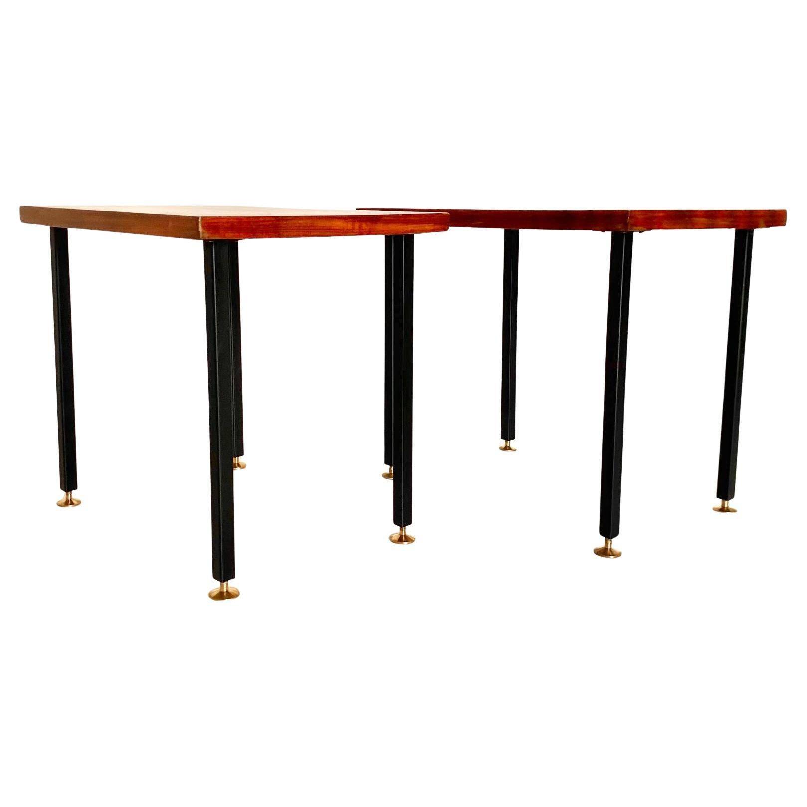 Tables d'appoint en teck du milieu du siècle, lot de deux, Italie années 1950