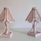 Pair of cane and bamboo bedside lamps