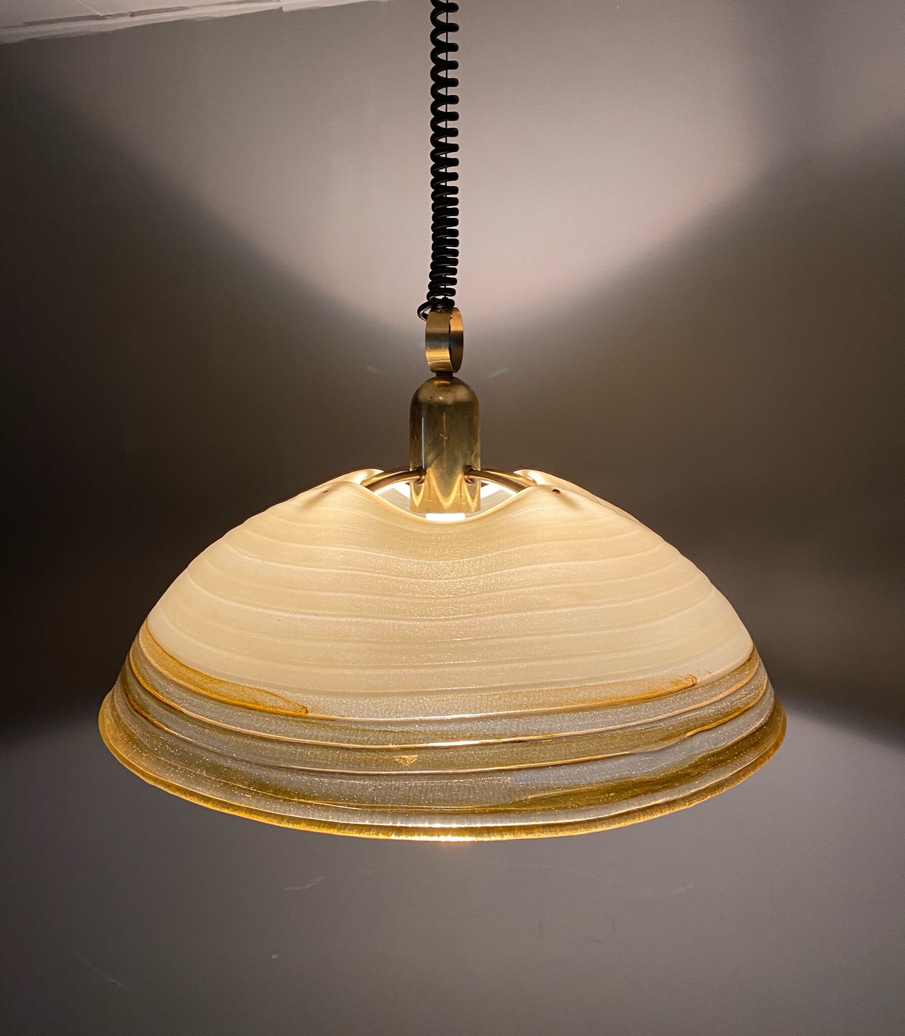 Duża okrągła lampa wisząca regulowana vintage italy 60'