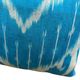 Silk Ikat Square Cushion Cover, Sky Blue Vintage Abraj, Handwoven, 16x16