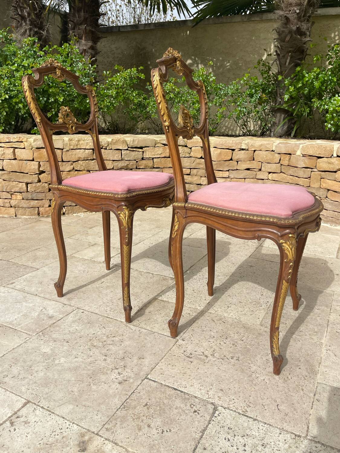 Pair of Louis XV Style Mahogany Chairs