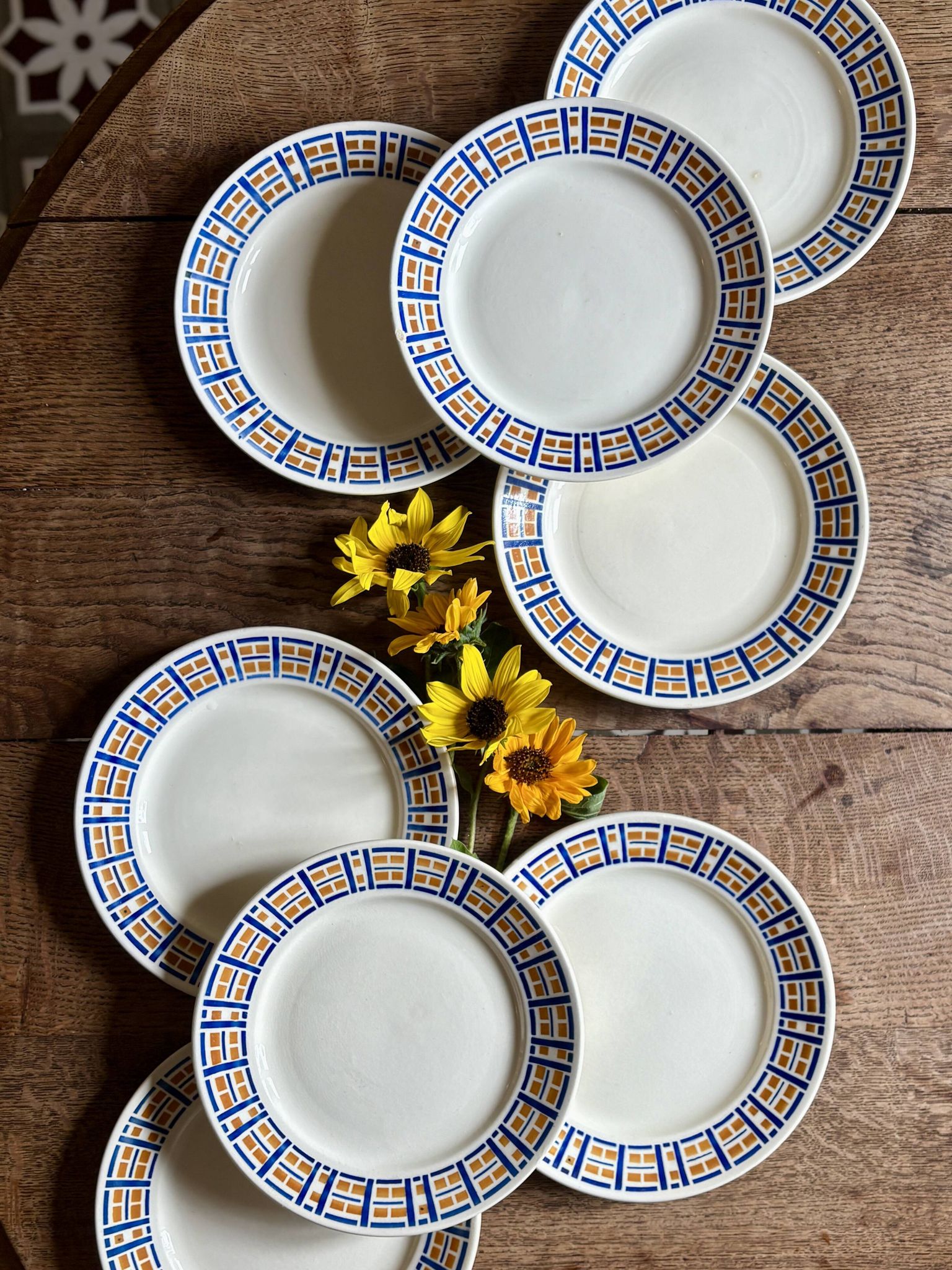Set of 8 antique flat plates - Robinson de Badonvillier
