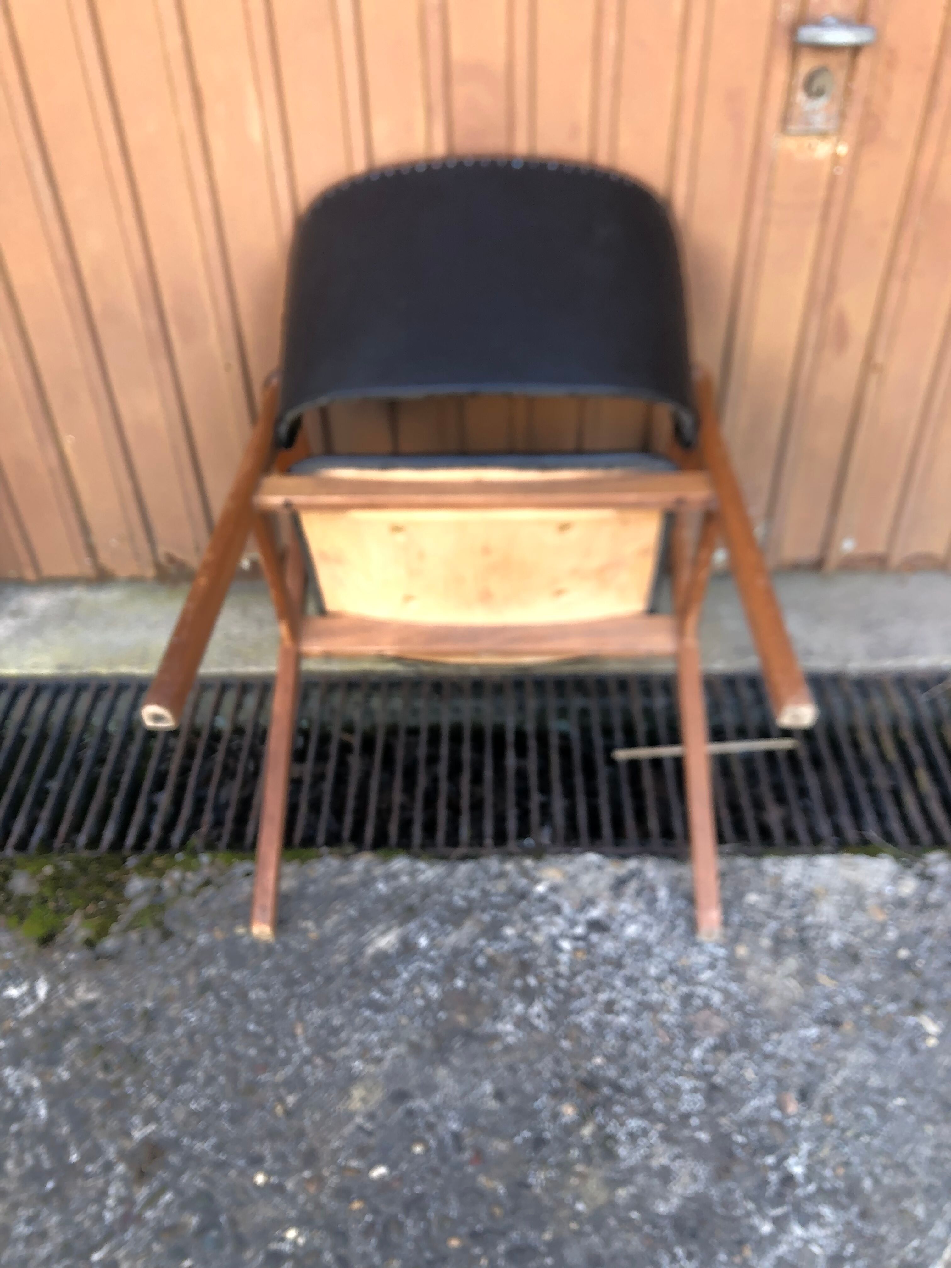 Danish armchair Erik Buch beech and Skaï 60s
