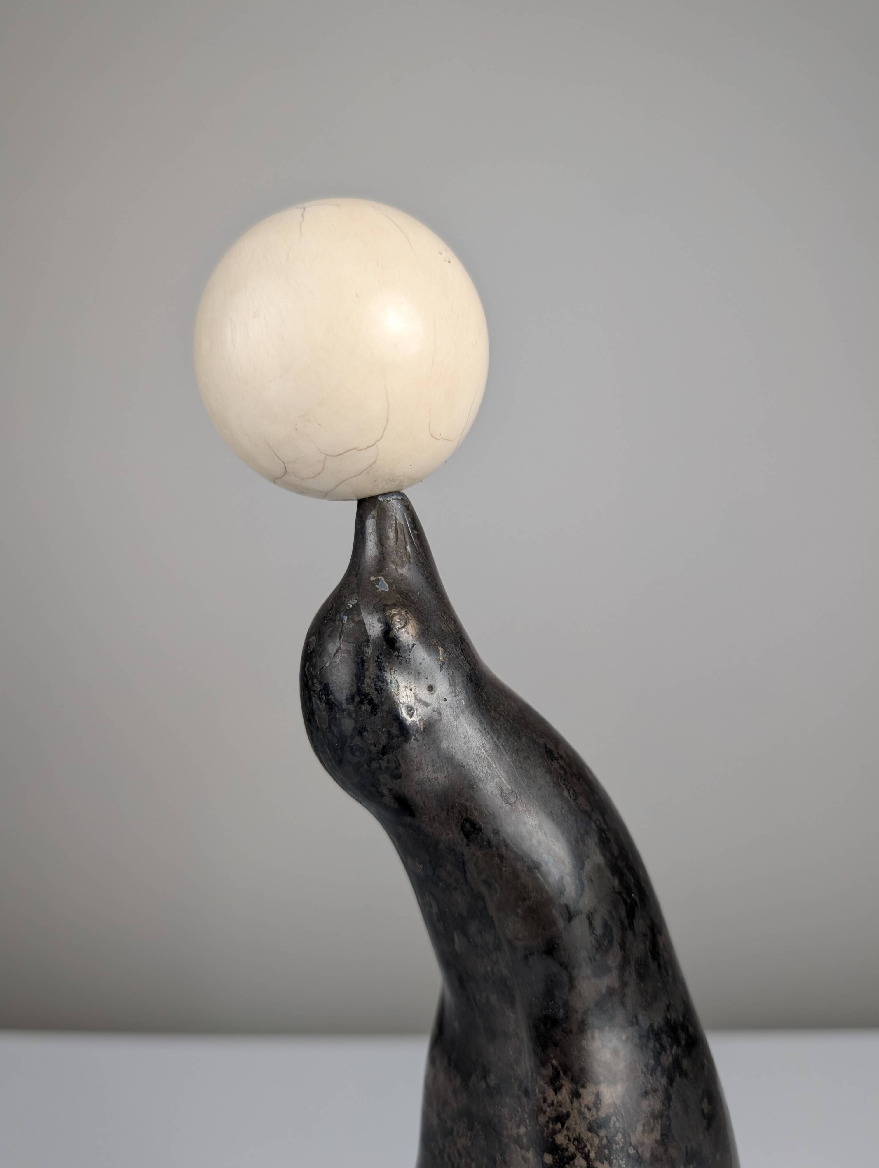 Art Deco Chryselephantine Sculpture Sea Lion att. Marcel-André Bouraine, 1900s