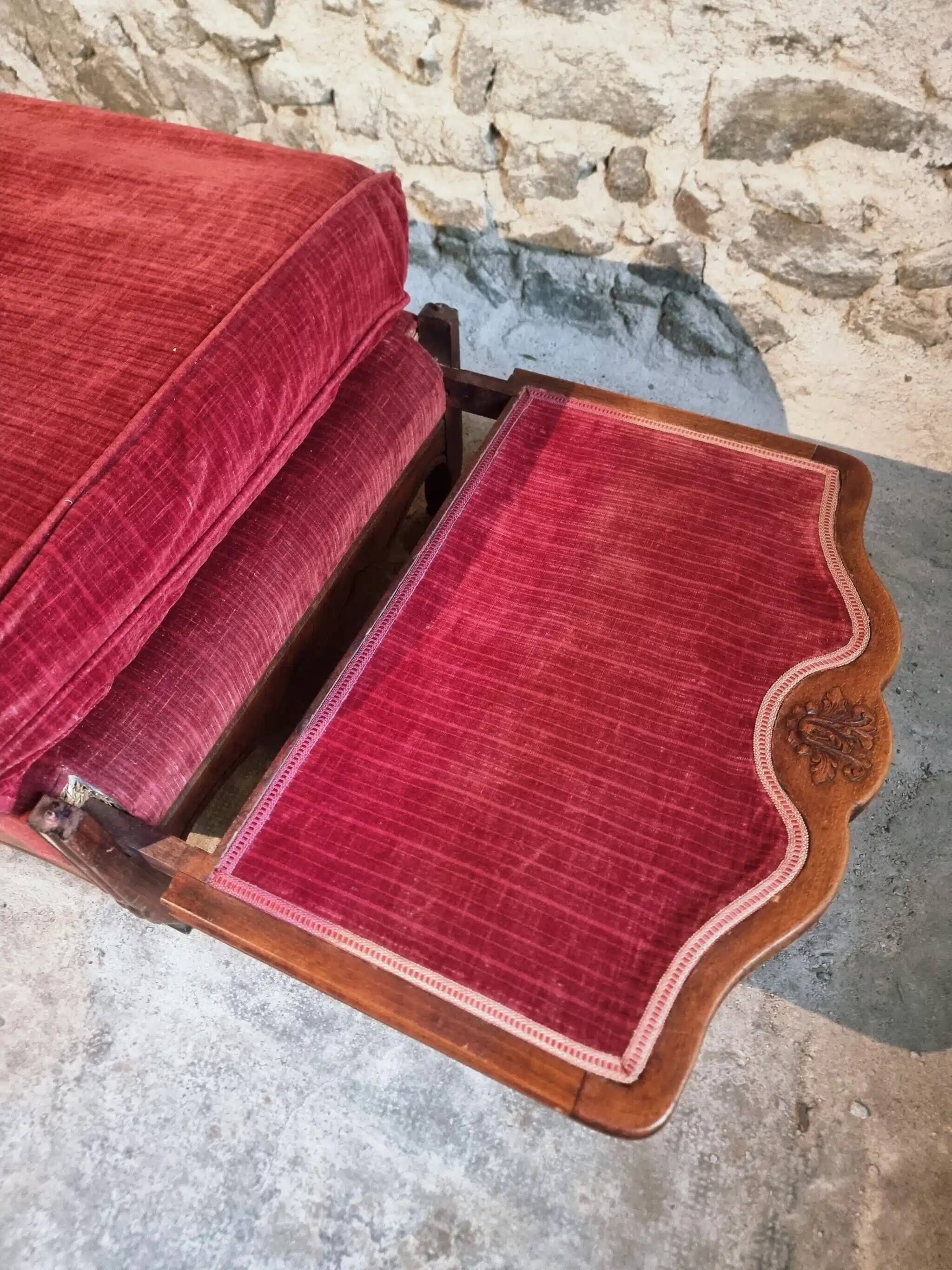 Antique French Louis XV style daybed – single bed – adjustable leg – beech frame – circa 1880–1920