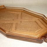 Transparent art-deco pink glass dish