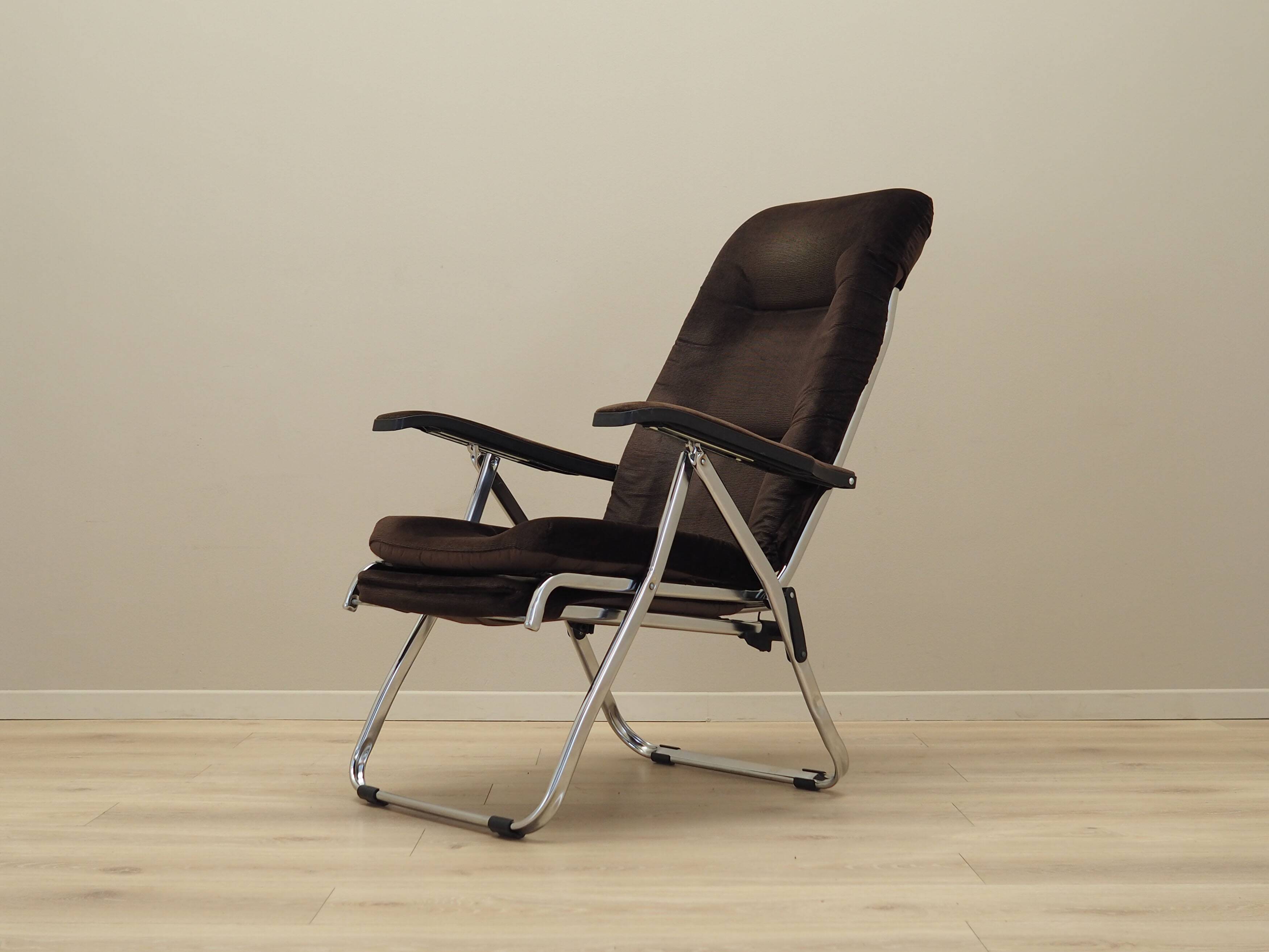 Brown velour armchair, Danish design, 1970s, production: Denmark