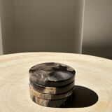 Set of 4 fossilized wooden coasters