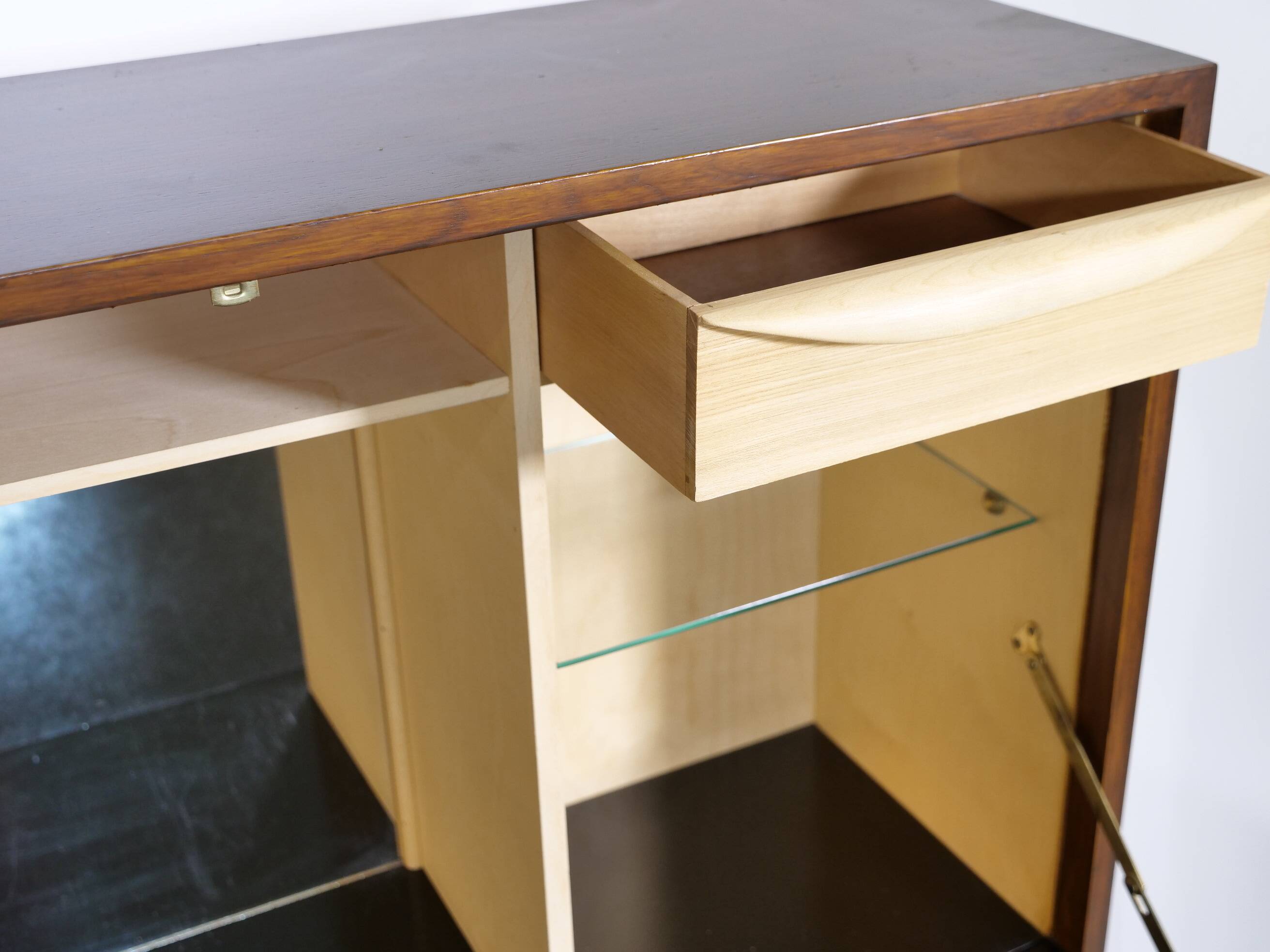 Mid Century Secretary Display Cabinet Highboard in Teak, 1960s
