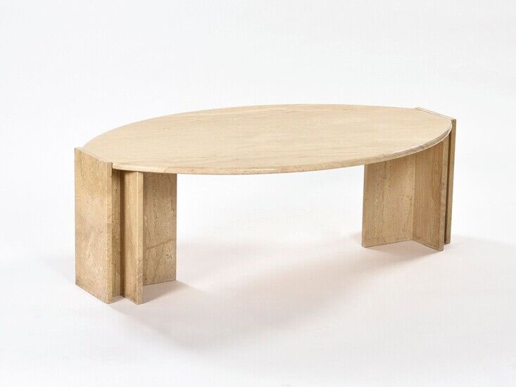 Travertine coffee table, Italian design of the 80s