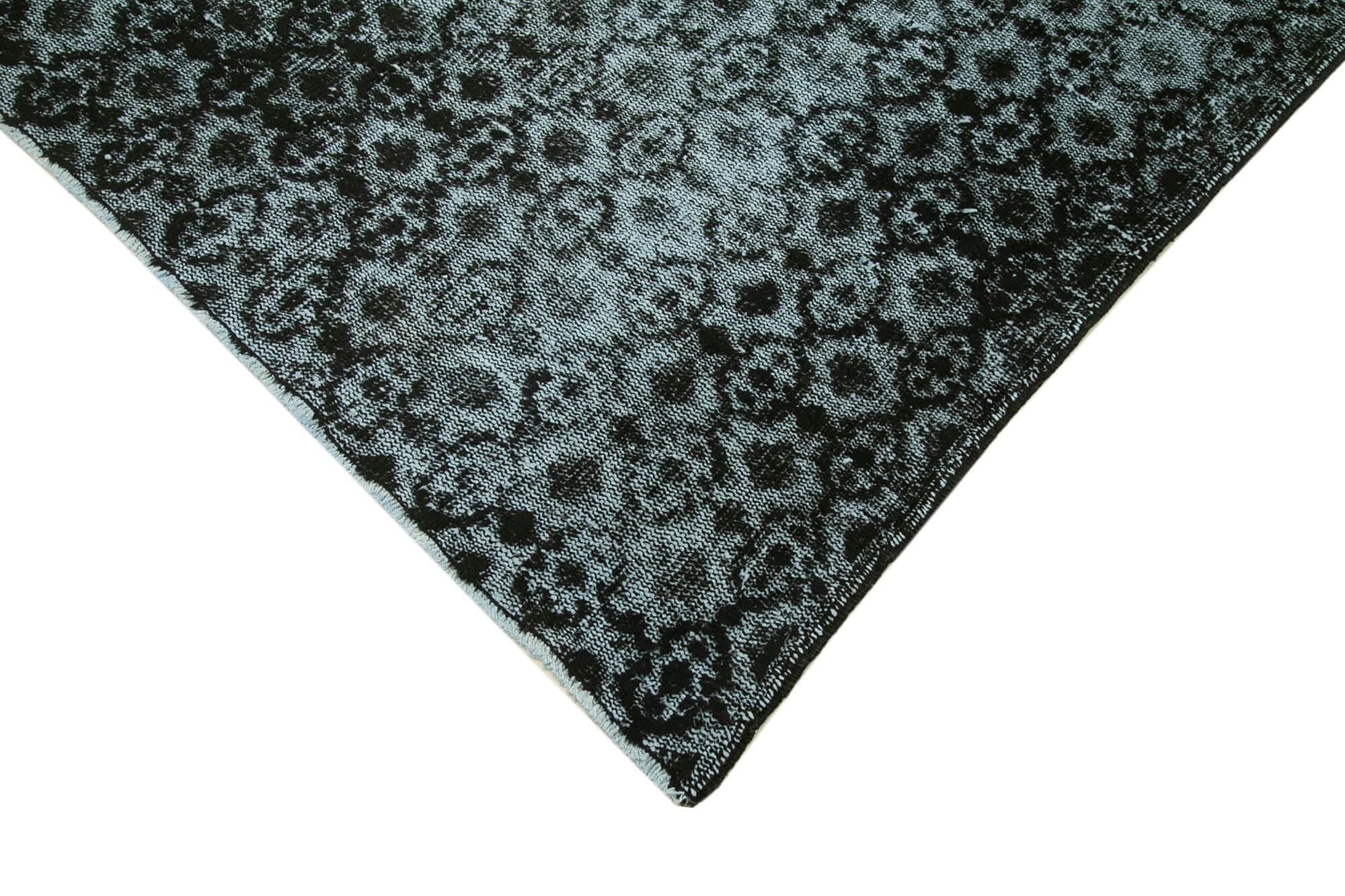 Handwoven overdyed turkish 1970s 138 cm x 233 cm black carpet