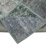 Handwoven turkish contemporary 205 cm x 302 cm grey patchwork carpet