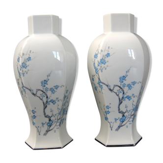 Pair of vintage vases 1960 Limoges porcelain