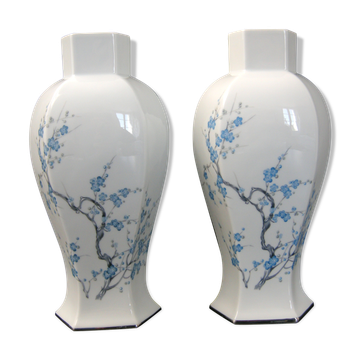 Paire de vases vintage 1960 porcelaine de Limoges