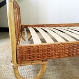 Banquette - lit en rotin vintage