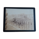 Photographie ancienne 1900 vue d'un entrepot parisien avec diligence et cheval