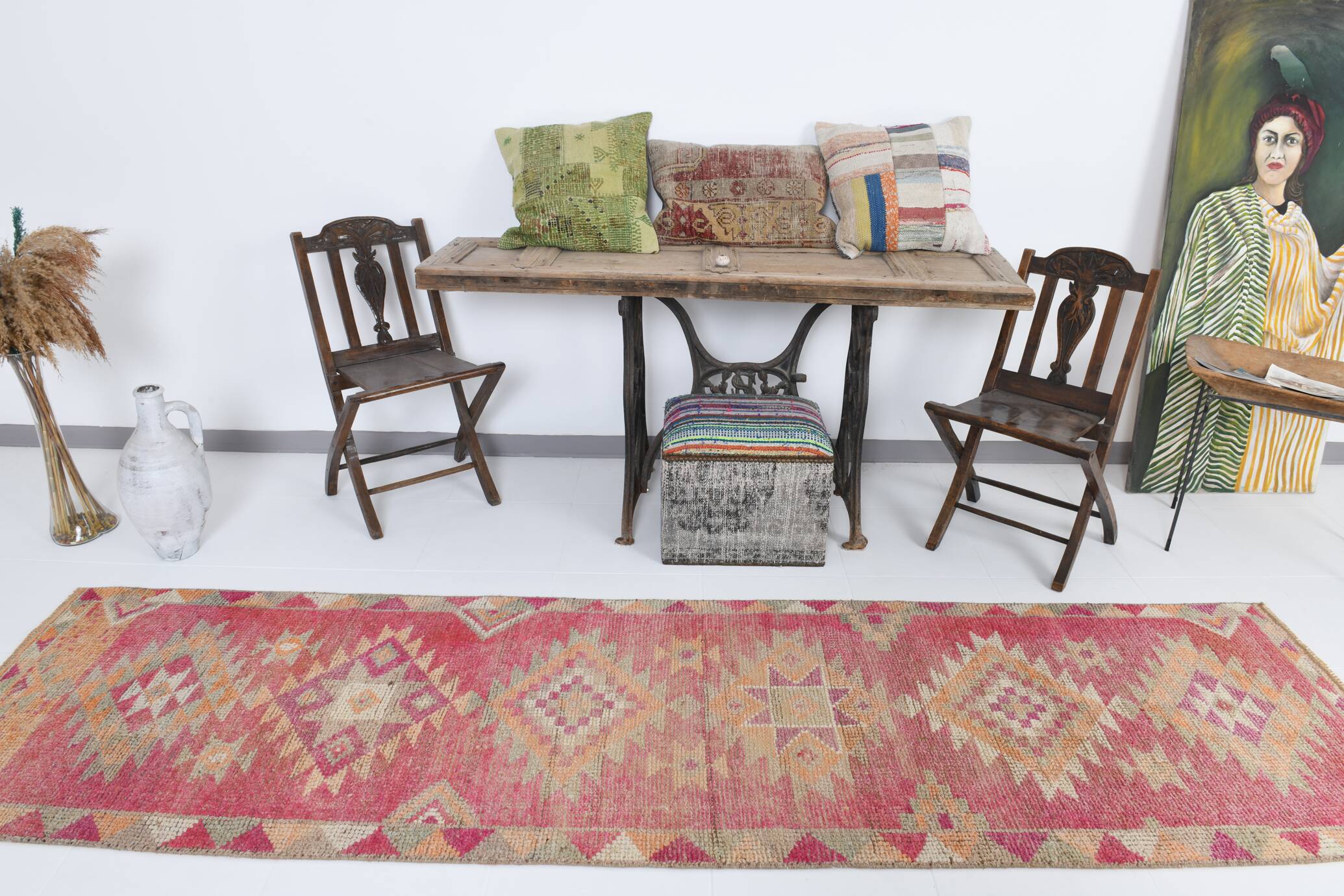 3x10 Rug For Kitchen Pink Turkish Runner Rug, 86x321Cm SK 18318